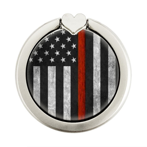 S3472 Firefighter Thin Red Line Flag Graphic Ring Holder and Pop Up Grip
