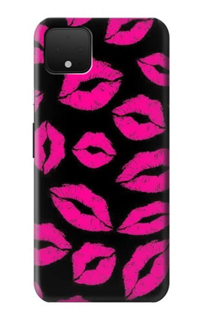 S2933 Pink Lips Kisses on Black Case For Google Pixel 4