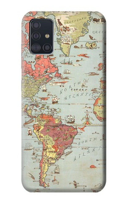 S3418 Vintage World Map Case For Samsung Galaxy A51
