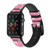 CA0472 Pink Flamingo Pattern Leather & Silicone Smart Watch Band Strap For Apple Watch iWatch