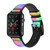 CA0810 Mosaic Censored Leather & Silicone Smart Watch Band Strap For Apple Watch iWatch