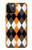 S3421 Black Orange White Argyle Plaid Case For iPhone 12, iPhone 12 Pro