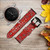 CA0668 Red Classic Bandana Leather & Silicone Smart Watch Band Strap For Garmin Smartwatch