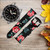 CA0580 Rose Floral Pattern Black Leather & Silicone Smart Watch Band Strap For Wristwatch Smartwatch