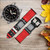 CA0611 Red Cassette Recorder Graphic Leather & Silicone Smart Watch Band Strap For Wristwatch Smartwatch