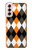 S3421 Black Orange White Argyle Plaid Case For Samsung Galaxy S21 5G