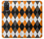 S3421 Black Orange White Argyle Plaid Case For Samsung Galaxy A03S