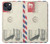 S3551 Vintage Airmail Envelope Art Case For iPhone 13 mini