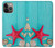 S3428 Aqua Wood Starfish Shell Case For iPhone 14 Pro