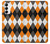 S3421 Black Orange White Argyle Plaid Case For Samsung Galaxy S23