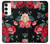 S3112 Rose Floral Pattern Black Case For Samsung Galaxy S23 Plus