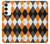 S3421 Black Orange White Argyle Plaid Case For Samsung Galaxy S23 Plus
