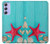 S3428 Aqua Wood Starfish Shell Case For Samsung Galaxy A54 5G