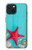S3428 Aqua Wood Starfish Shell Case For iPhone 15