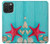 S3428 Aqua Wood Starfish Shell Case For iPhone 15 Pro Max
