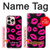 S2933 Pink Lips Kisses on Black Case For iPhone 16 pro