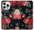 S3112 Rose Floral Pattern Black Case For iPhone 16 pro