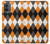 S3421 Black Orange White Argyle Plaid Case For Motorola Moto G14