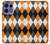 S3421 Black Orange White Argyle Plaid Case For Motorola Edge 50 Pro