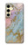 S3717 Rose Gold Blue Pastel Marble Graphic Printed Case For Samsung Galaxy S24 FE