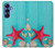 S3428 Aqua Wood Starfish Shell Case For Samsung Galaxy S25