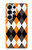 S3421 Black Orange White Argyle Plaid Case For Samsung Galaxy S25 Ultra