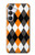 S3421 Black Orange White Argyle Plaid Case For Samsung Galaxy S25 FE, S26 FE