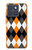 S3421 Black Orange White Argyle Plaid Case For Motorola Edge 70