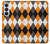 S3421 Black Orange White Argyle Plaid Case For Samsung Galaxy S26 Plus
