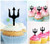 TA0338 Devil Pitchfork Silhouette Party Wedding Birthday Acrylic Cupcake Toppers Decor 10 pcs