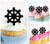 TA0415 Ship Wheel Silhouette Party Wedding Birthday Acrylic Cupcake Toppers Decor 10 pcs