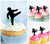 TA0608 Kung Fu Kick Silhouette Party Wedding Birthday Acrylic Cupcake Toppers Decor 10 pcs