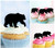 TA0818 Grizzly Bear Silhouette Party Wedding Birthday Acrylic Cupcake Toppers Decor 10 pcs