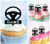 TA0848 Car Steering Wheel Silhouette Party Wedding Birthday Acrylic Cupcake Toppers Decor 10 pcs