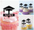 TA0869 Square Academic Cap Graduation Silhouette Party Wedding Birthday Acrylic Cupcake Toppers Decor 10 pcs