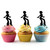 TA0900 Disco Dance Silhouette Party Wedding Birthday Acrylic Cupcake Toppers Decor 10 pcs