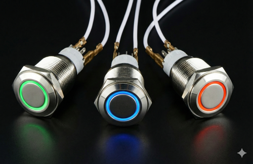 Momentary Rugged Metal Pushbutton - 16mm