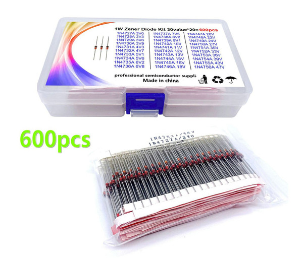 1W Zener Diode Assortment Kit (600pcs)