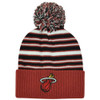 NBA Adidas Miami Heat Striped Pom Pom Cuffed Kids Boys 4-7 Knit Beanie Toque Hat