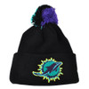 NFL New Era Aqua Hook Miami Dolphins Pom Pom Cuffed Beanie Knit Black Toque Hat