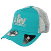 New Era 9Forty 940LIV Super Bowl Teal Mesh Trucker Snapback Hat Cap Distressed
