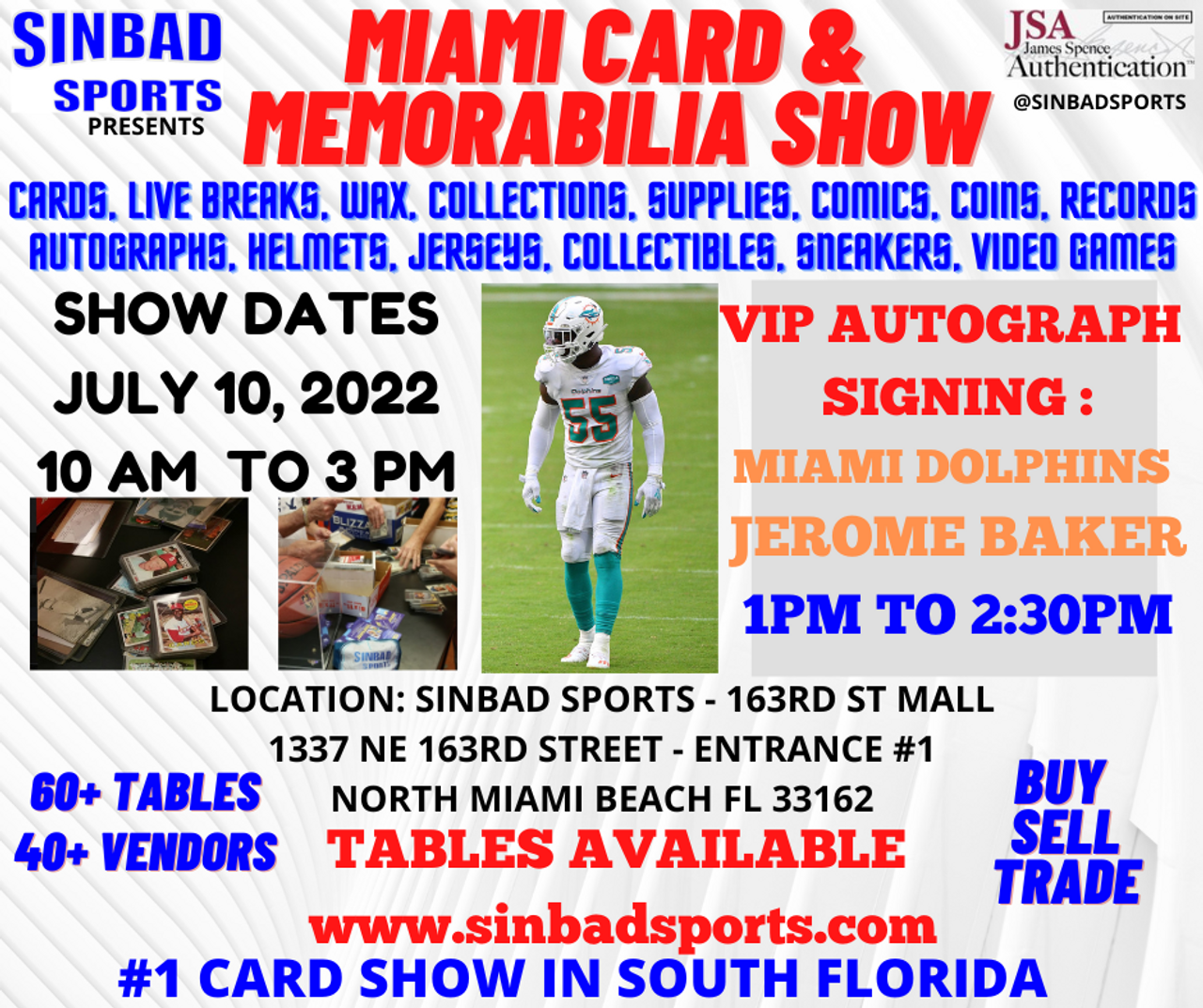 MIAMI DOLPHINS ORANGE Jerome Baker Jersey Replica X-Large Signed JSA Card  Auto - Sinbad Sports Store