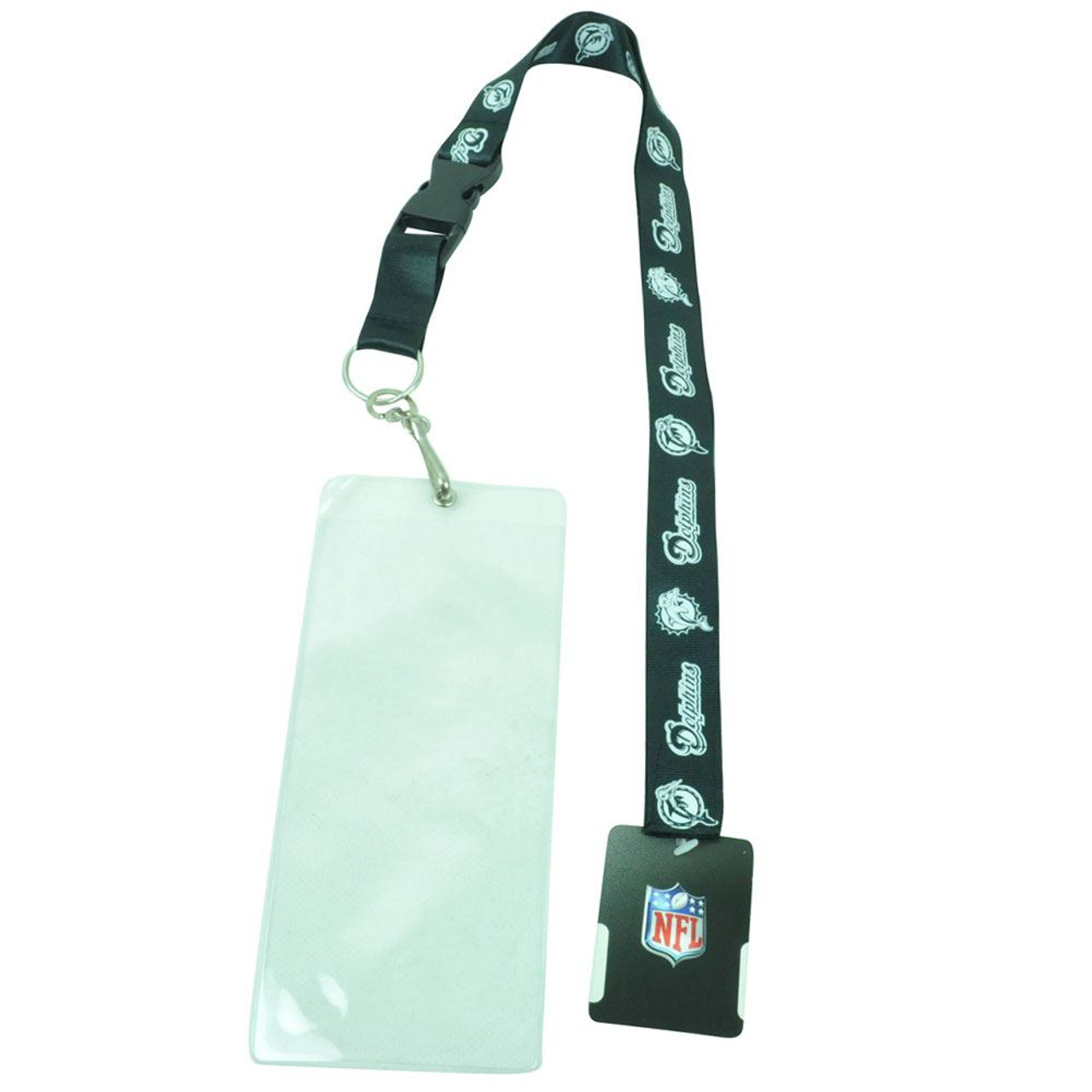 NFL Miami Dolphins Clip Lanyard ID Badge Ticket Holder Necklace Novelty  DN8965 - Sinbad Sports Store