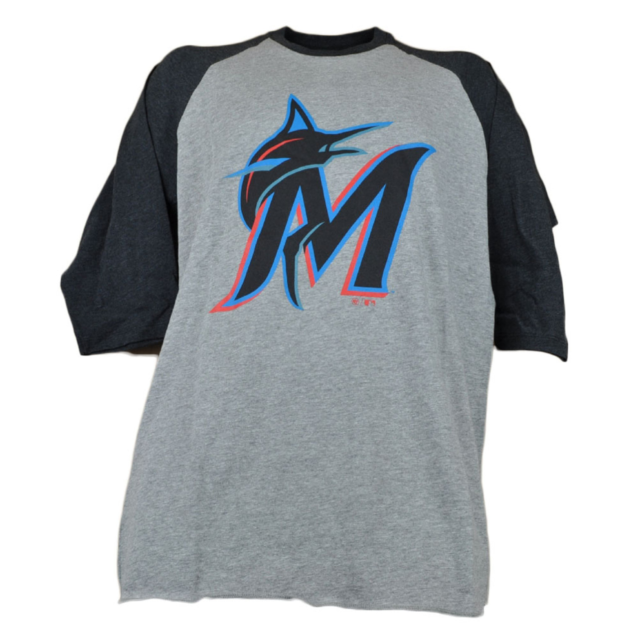 MLB Miami Marlins Mens Adult Short Sleeve Tshirt Tee Two Tone Gray