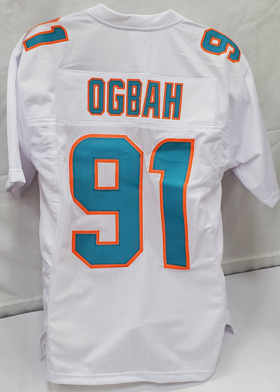 EMMANUEL OGBAH AUTOGRAPHED CUSTOM WHITE JERSEY WITH JSA AUTHENTICATION -  Sinbad Sports Store