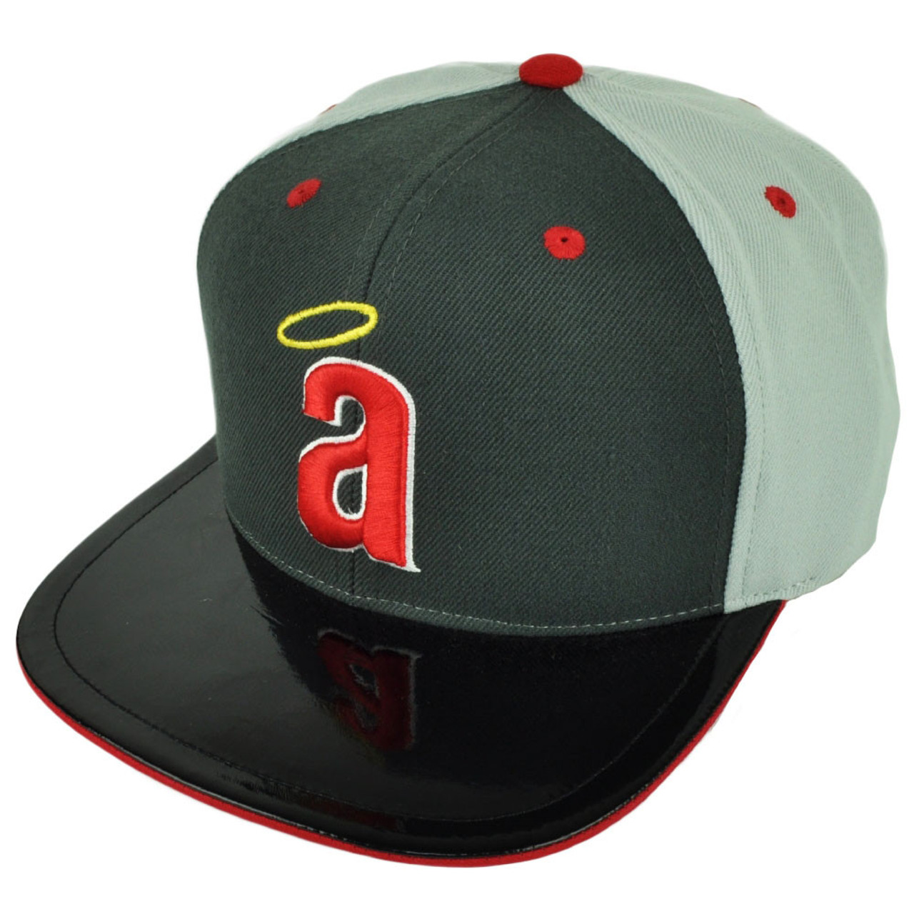 MLB American Needle Los Angeles Angels Snapback Faux Leather Flat Bill Hat  Cap