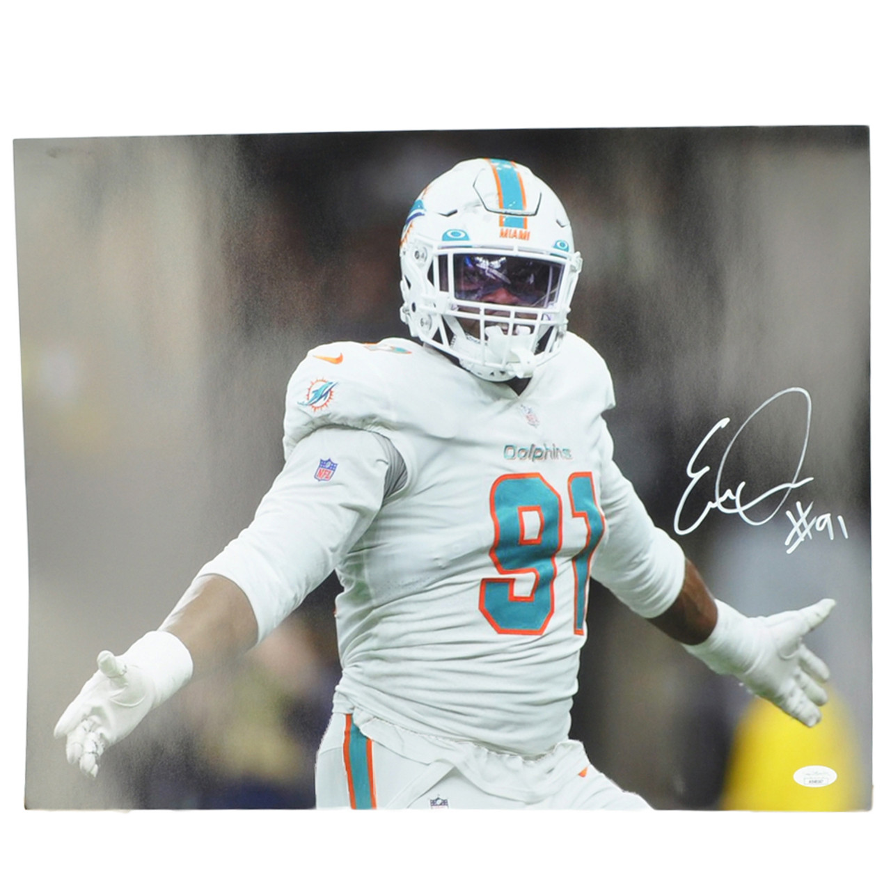 NFL Miami Dolphins Emmanuel Ogbah #91 Jersey Replica XLarge Signed  Autograph JSA - Sinbad Sports Store