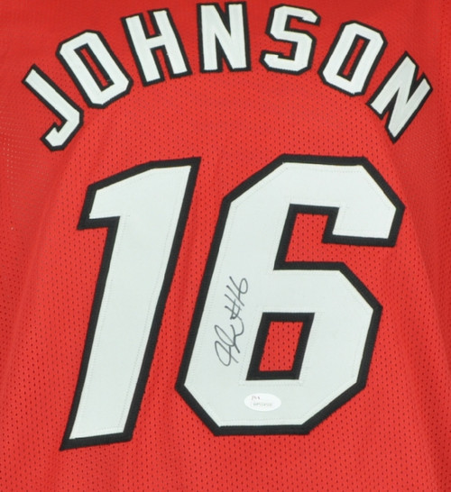 NBA Miami Heat Power Forward James Johnson 16 Signed Autographed XL Red  Replica Jersey JSA Mens
