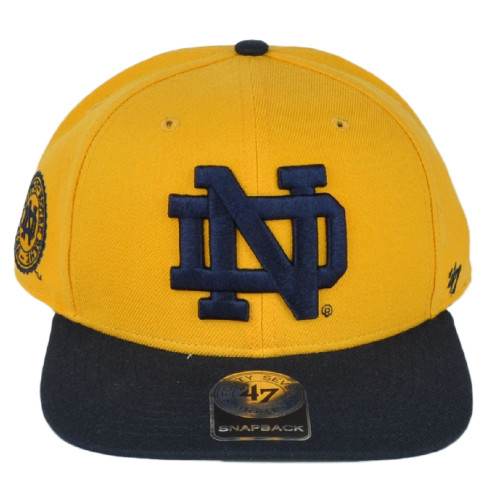 NCAA '47 Brand Notre Dame Fighting Irish Snapback Hat Cap Yellow Flat Navy Bill