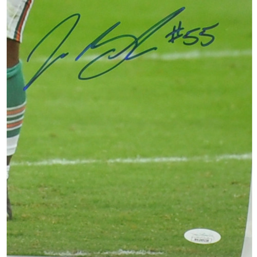 NCAA MIAMI Dolphins Orange Emmanuel Ogbah #91 Jersey Replica Large Signed  JSA Card - Sinbad Sports Store